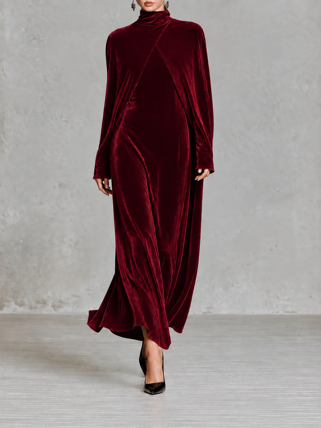 A-Linien-Kleid mit Rollkragen und langen Ärmeln | LuxeStyle