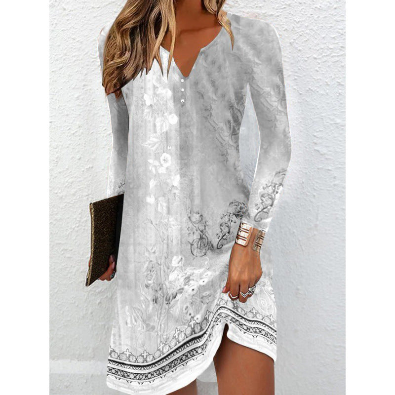 Elegantes V-Ausschnitt Midi-Kleid mit Knopfleiste – Bild 8 | LuxeStyle