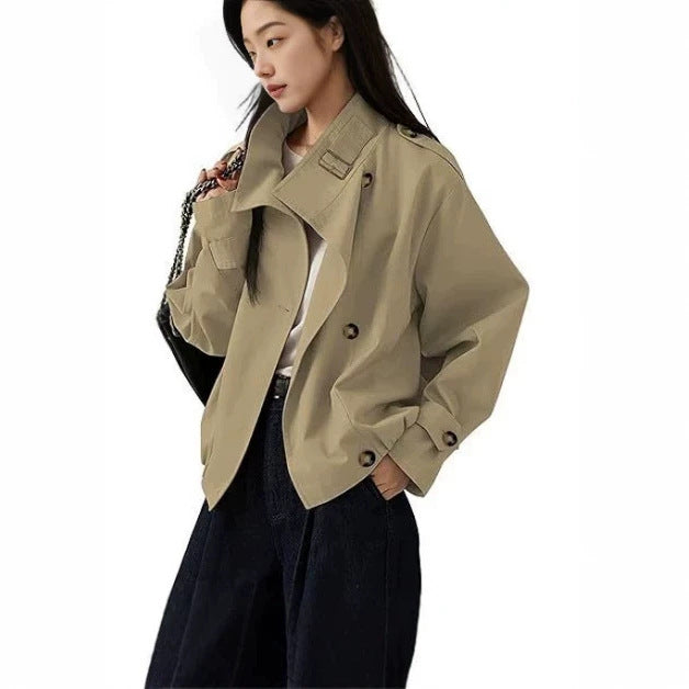 Retro-Trenchcoat mit Kordelb, beige – Bild 6 | LuxeStyle