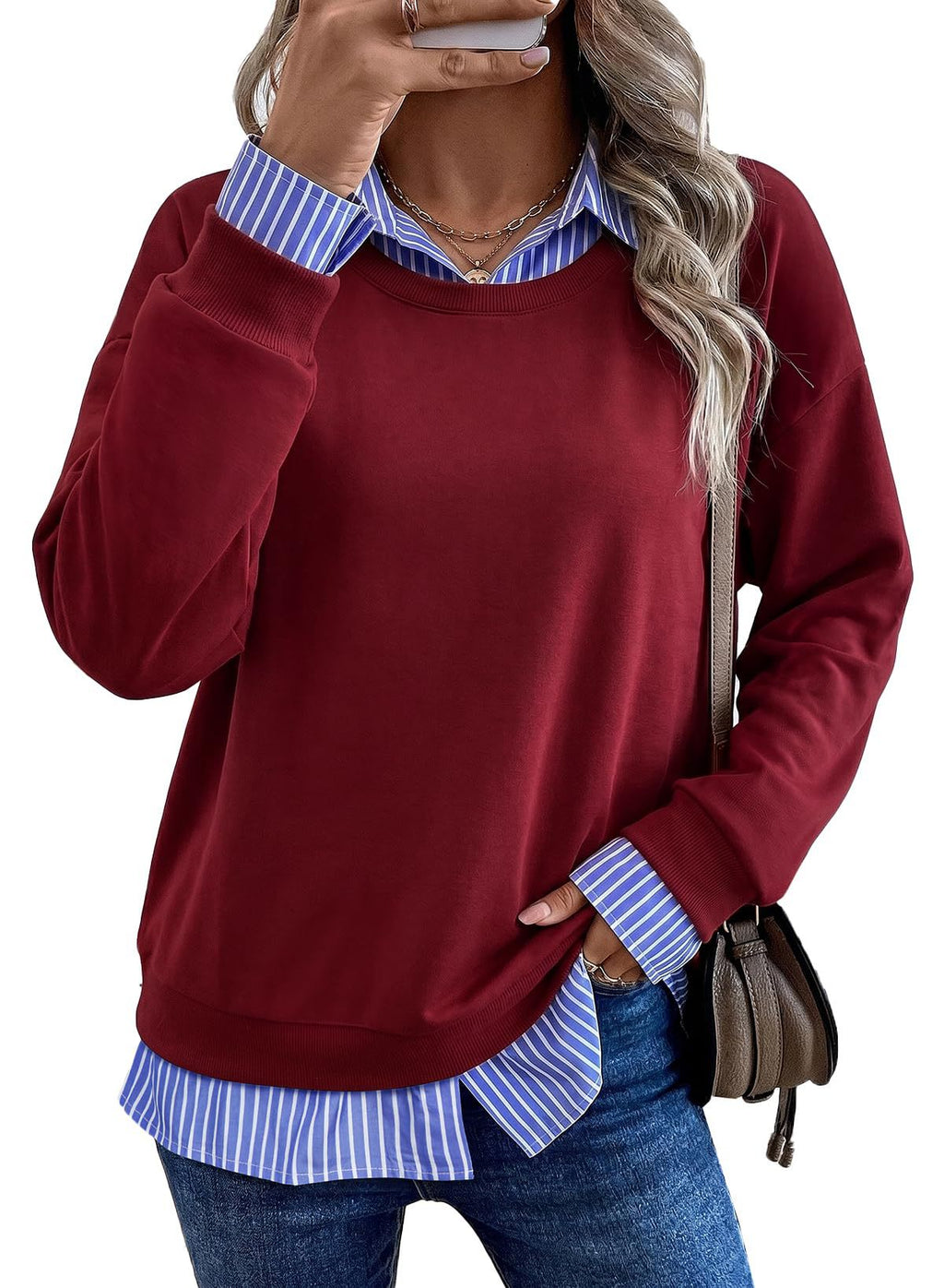 Lässiger Kapuzenpullover im Zweiteiler-Look