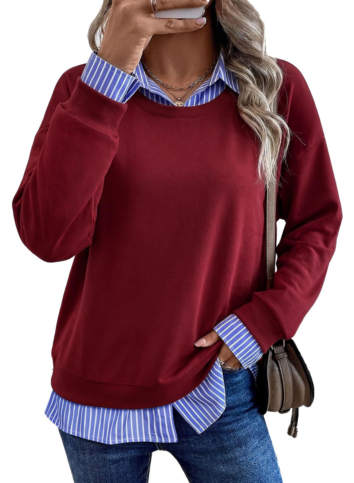 Lässiger Kapuzenpullover im Zweiteiler-Look