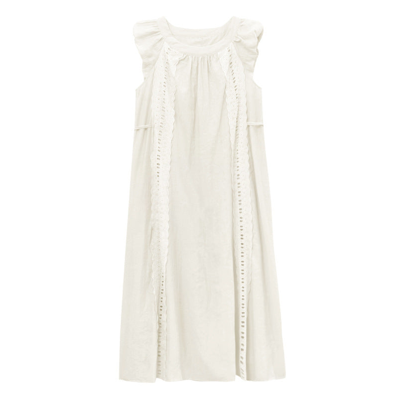 Französisches A-Linien Kleid mit Lochstickerei