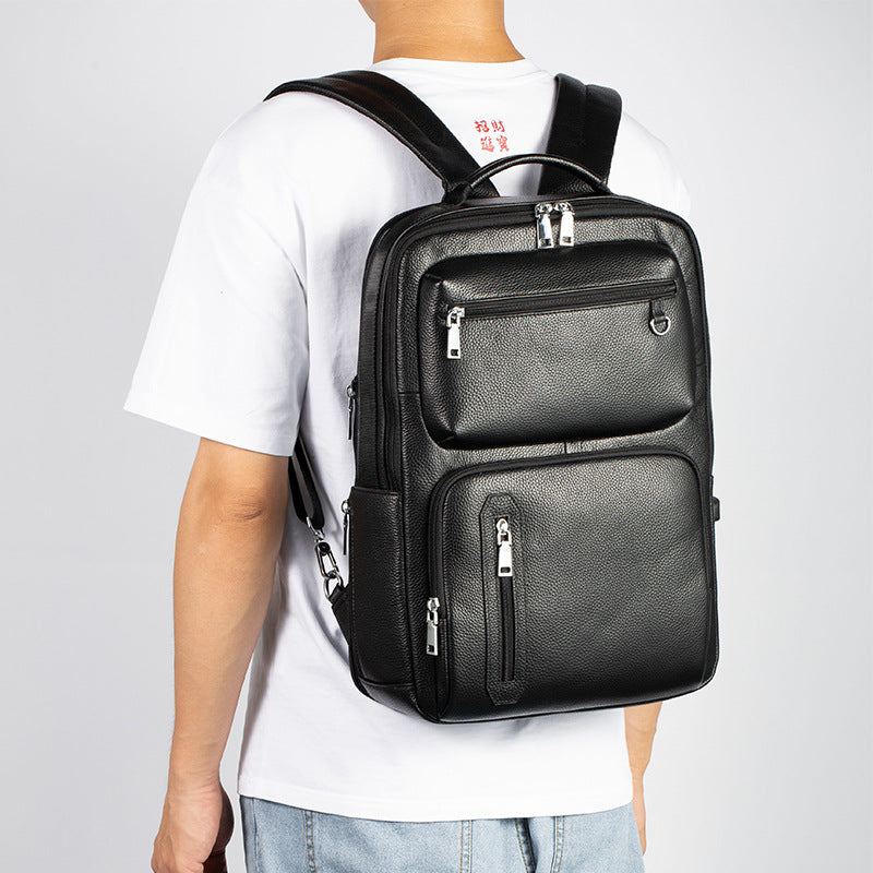 Litschi-Muster Laptop-Rucksack aus Rindsleder