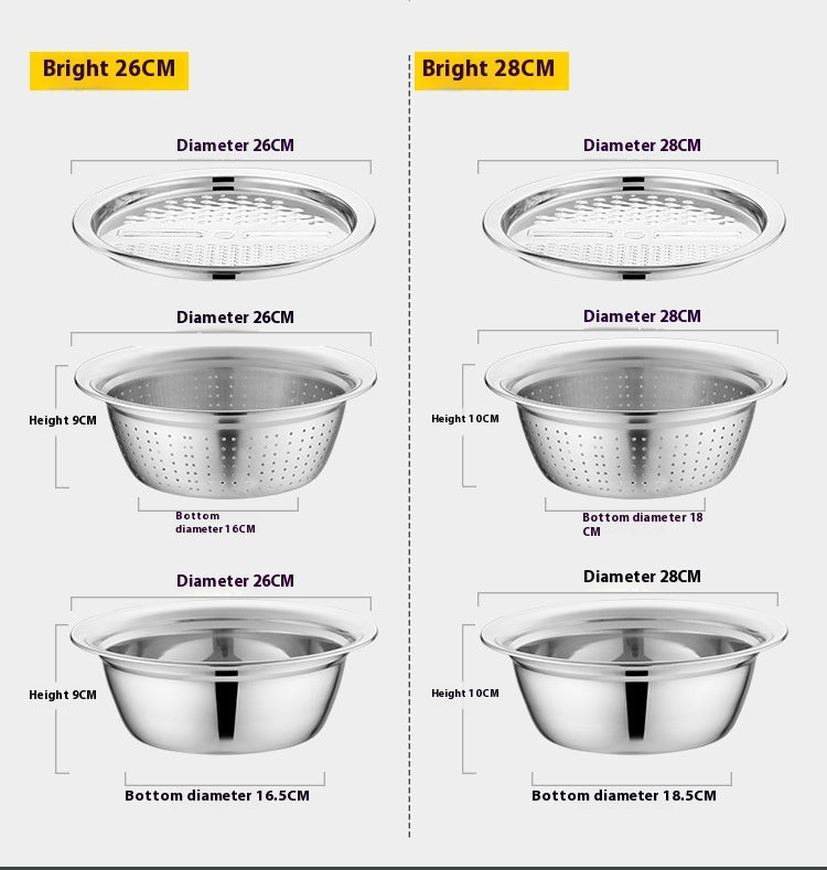 Multifunktionales 3-teiliges Edelstahl-Schüssel-Set