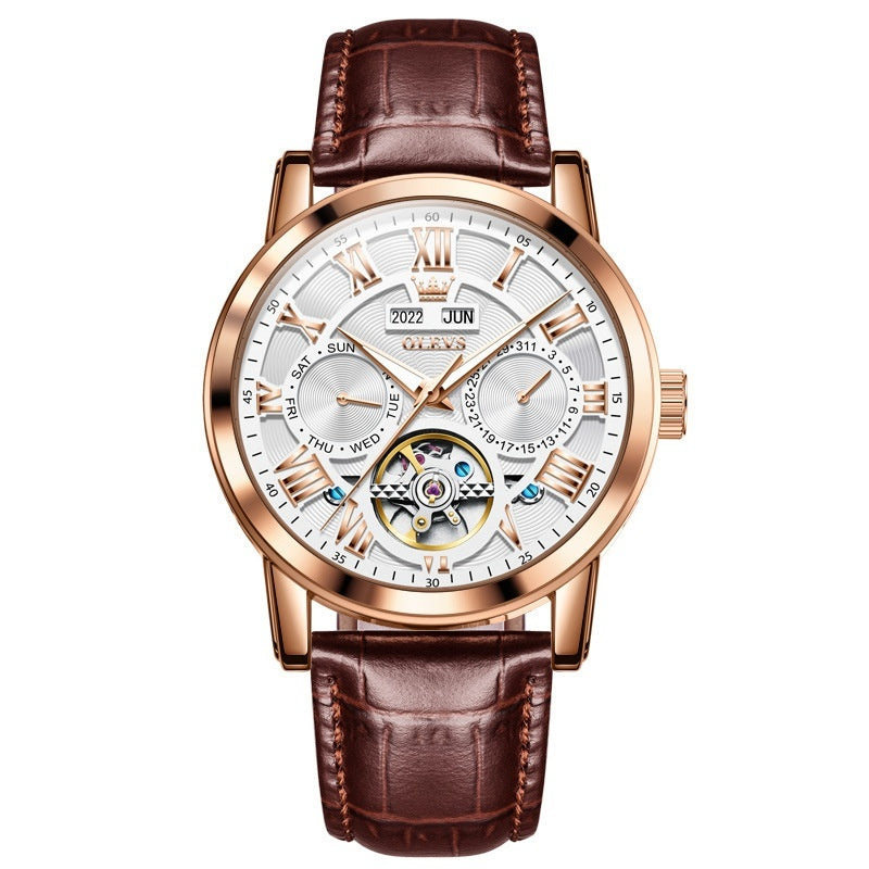 Automatik-Mechanik-Uhr mit Lederarmband – Bild 4 | LuxeStyle
