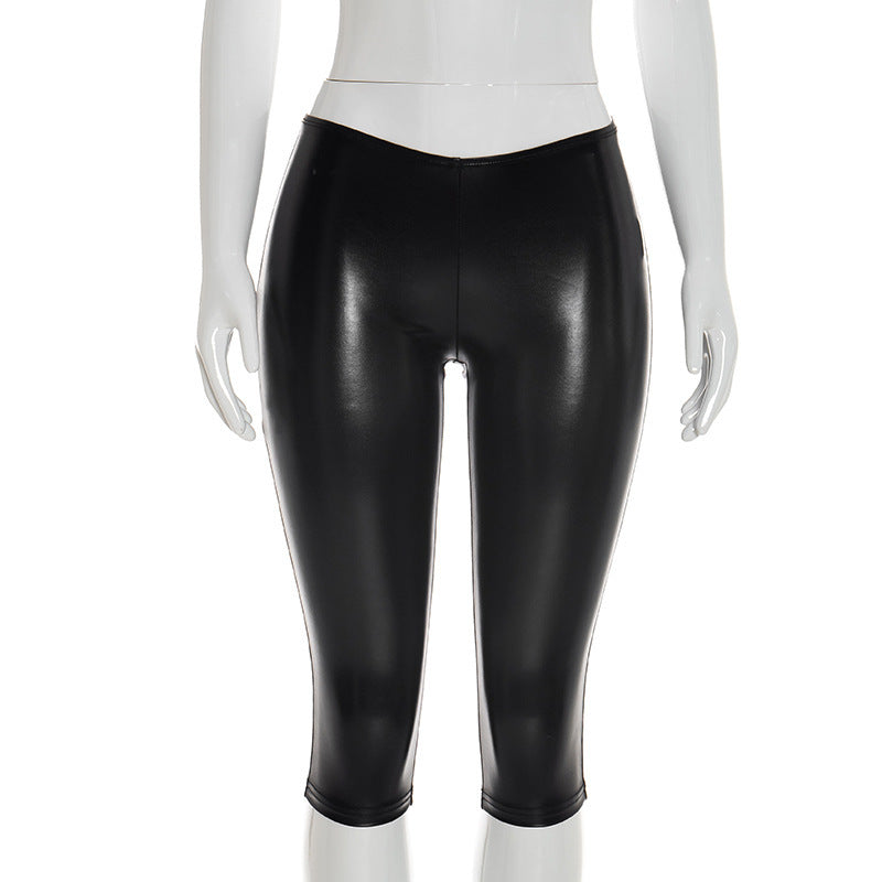 Damen Caprihose mit tiefem Bund und Patchwork