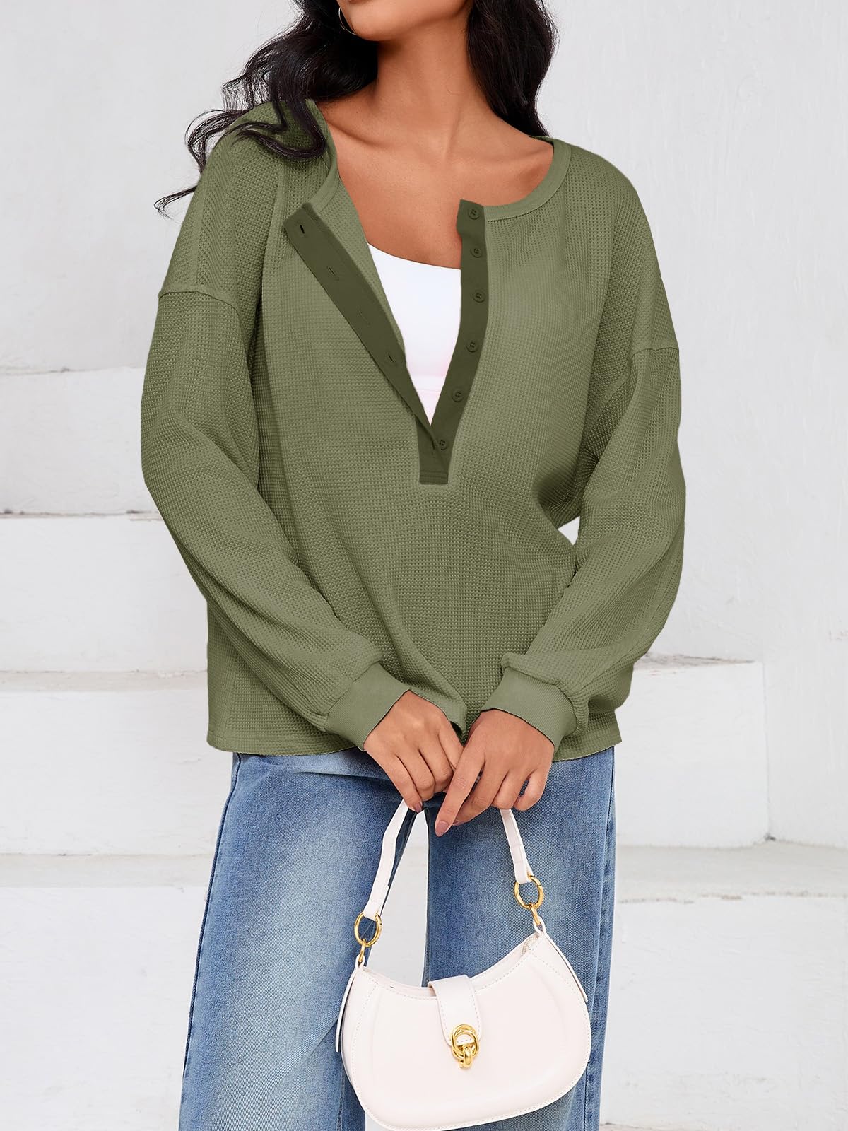 Fisoew Cropped Sweatshirt Waffelstrick