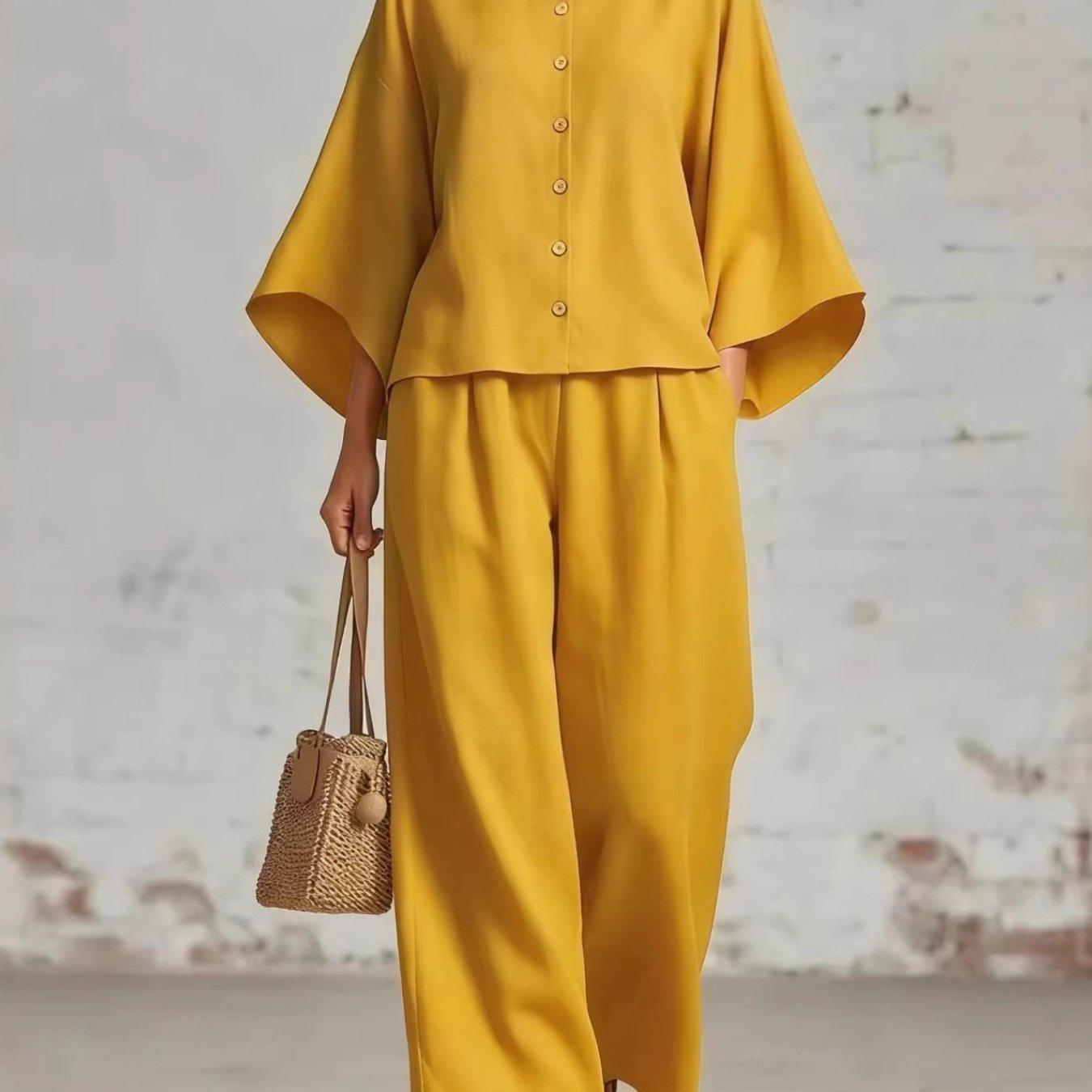 Cardigan mit 3/4-Ärmeln & weite Hosen