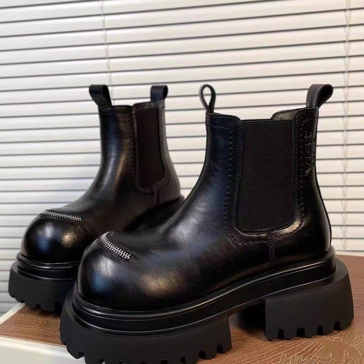 Vintage Platform Chelsea Boots mit Zier-Reissverschluss