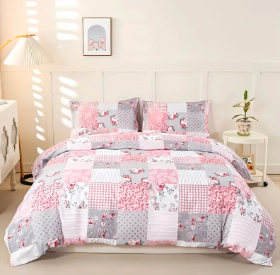 3-teiliges Blumen-Patchwork-Set