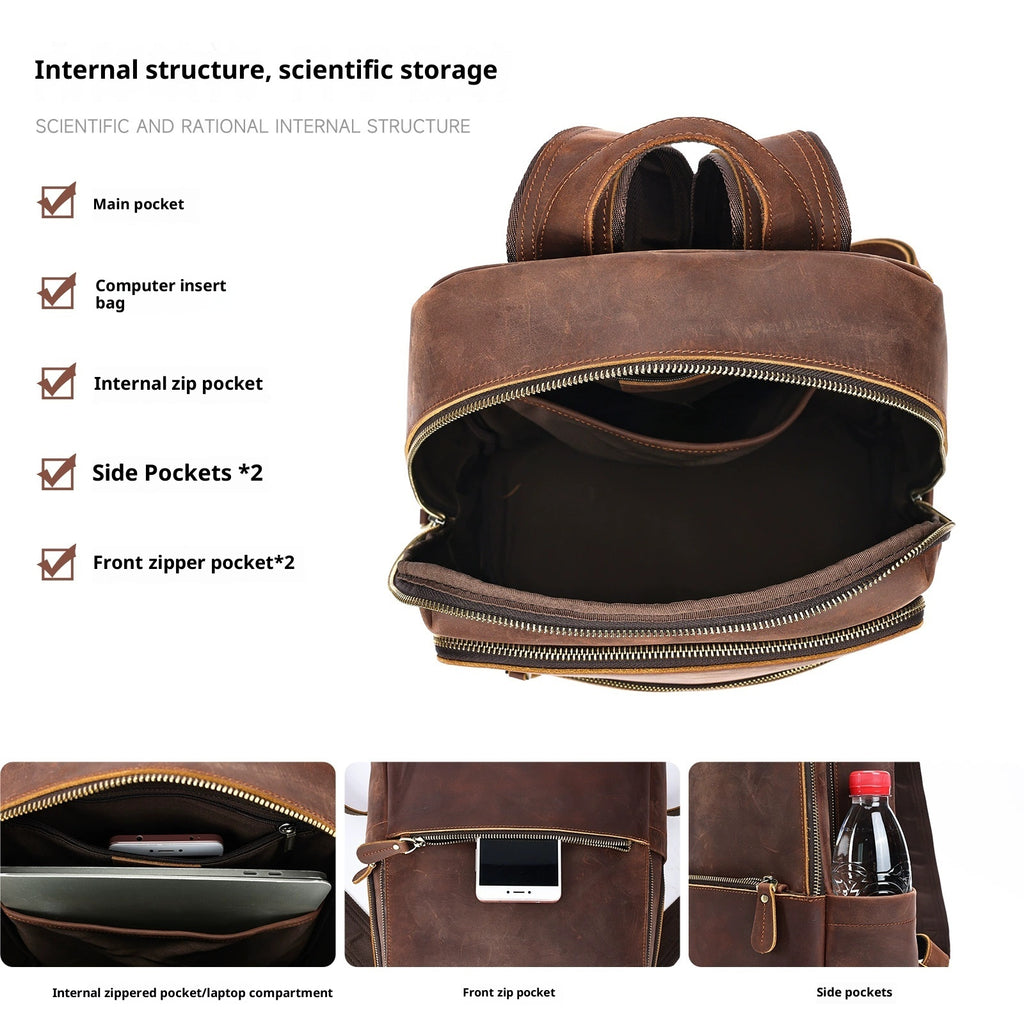 Rucksack mit Ledergriff, 20-35 L – Bild 4 | LuxeStyle