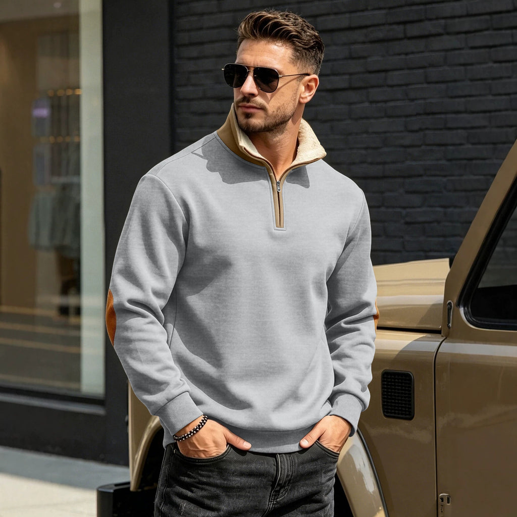 Retro Patchwork Langarm-Sweatshirt für Herren – Ansicht 3