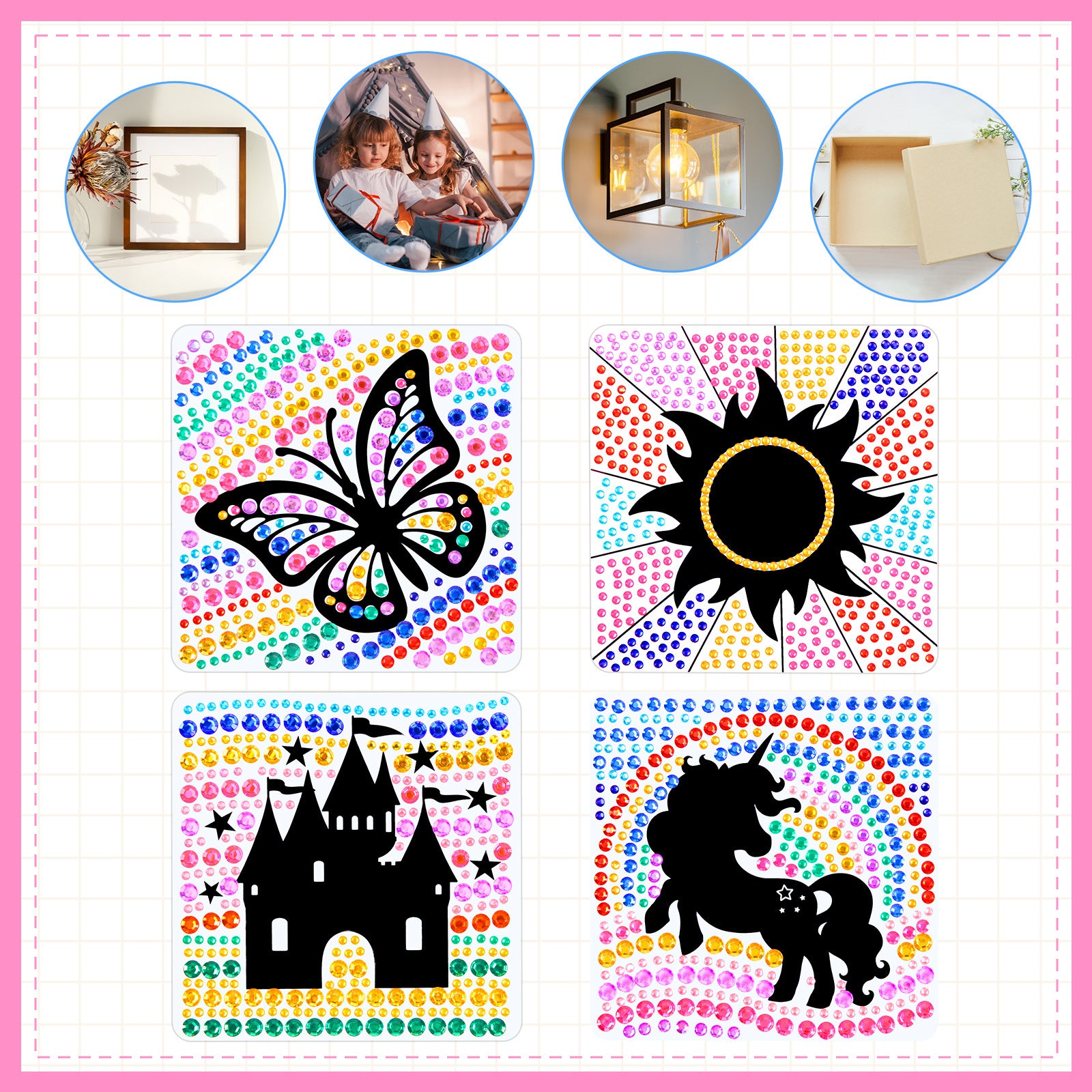 4er-Set DIY Fensterbilder mit Kristalleffekt