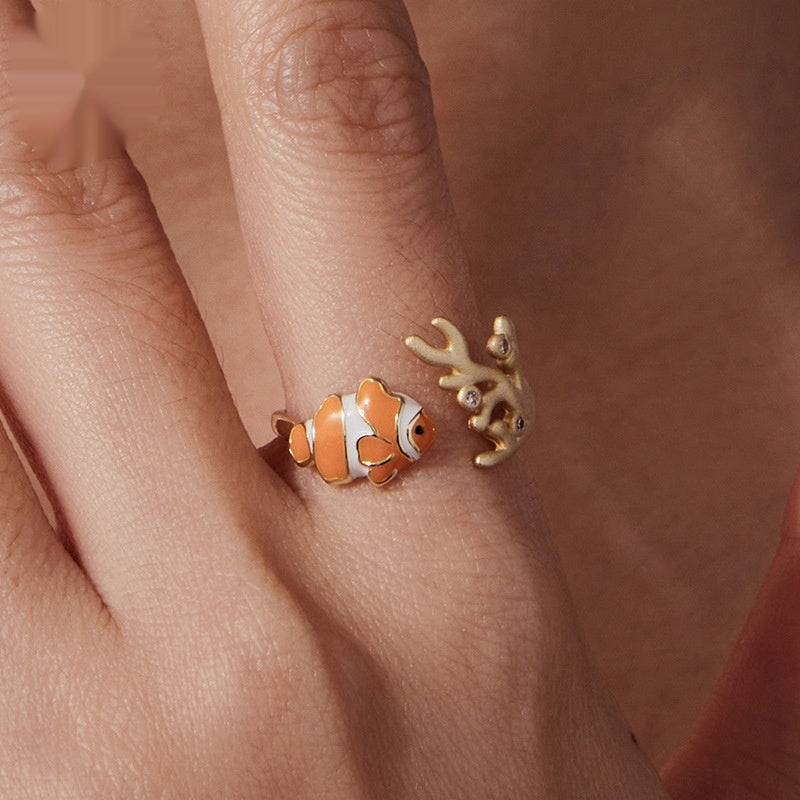 Verstellbarer Clownfisch-Ring aus 925er Silber – Bild 2 | LuxeStyle