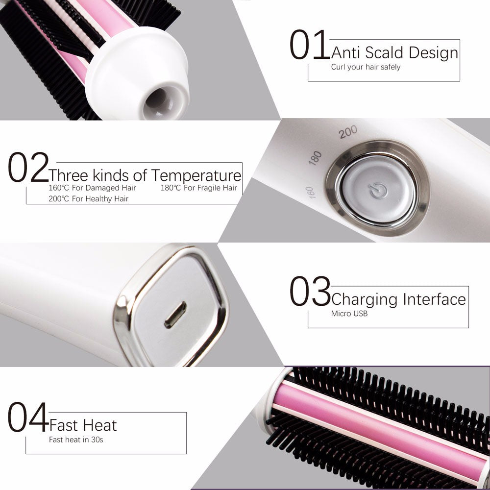 Kabelloser 2-in-1 Glätt- und Lockenstab mit USB | LuxeStyle