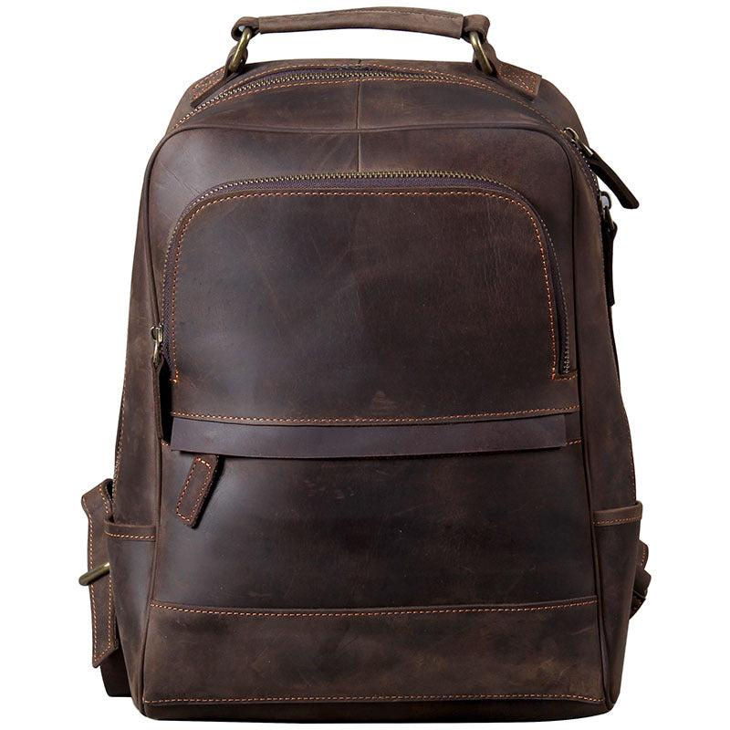 Retro-Lederrucksack für Herren – dunkelbraun – Bild 2 | LuxeStyle