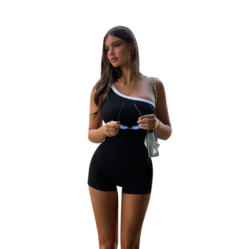 Sommerlicher Off-Shoulder Bodycon Jumpsuit Shorts