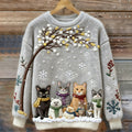 Weihnachtssweatshirt mit Katzen-Motiv
