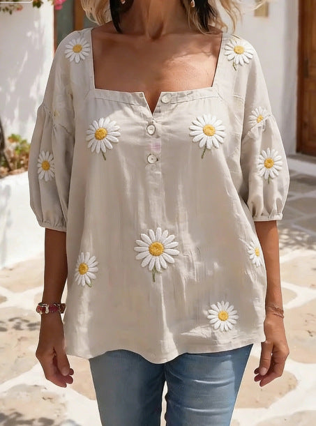 Trendiges Kurzarm-Top mit Geometrischem Muster – Bild 11 | LuxeStyle