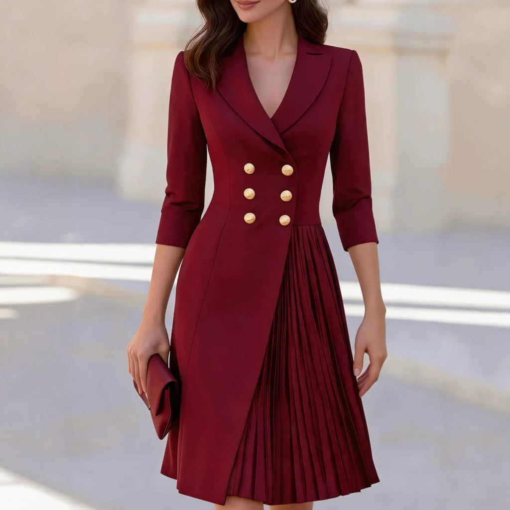 Dreiviertelarm Doppelreihiges Anzugkleid