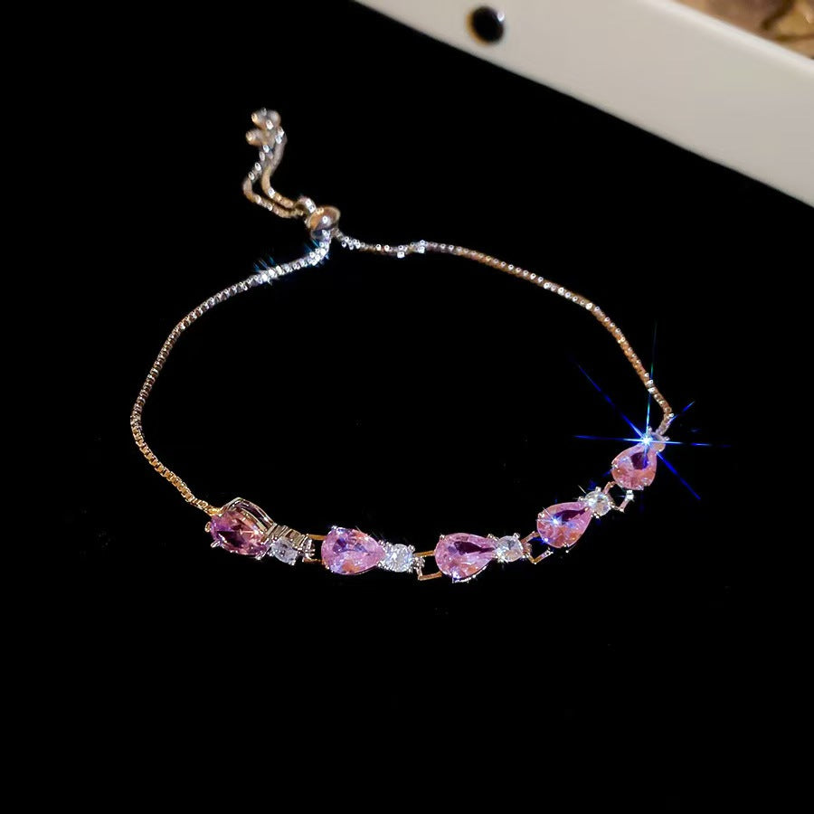 Vergoldetes Armband mit bunten Zirkonia-Ovalen – Ansicht 3