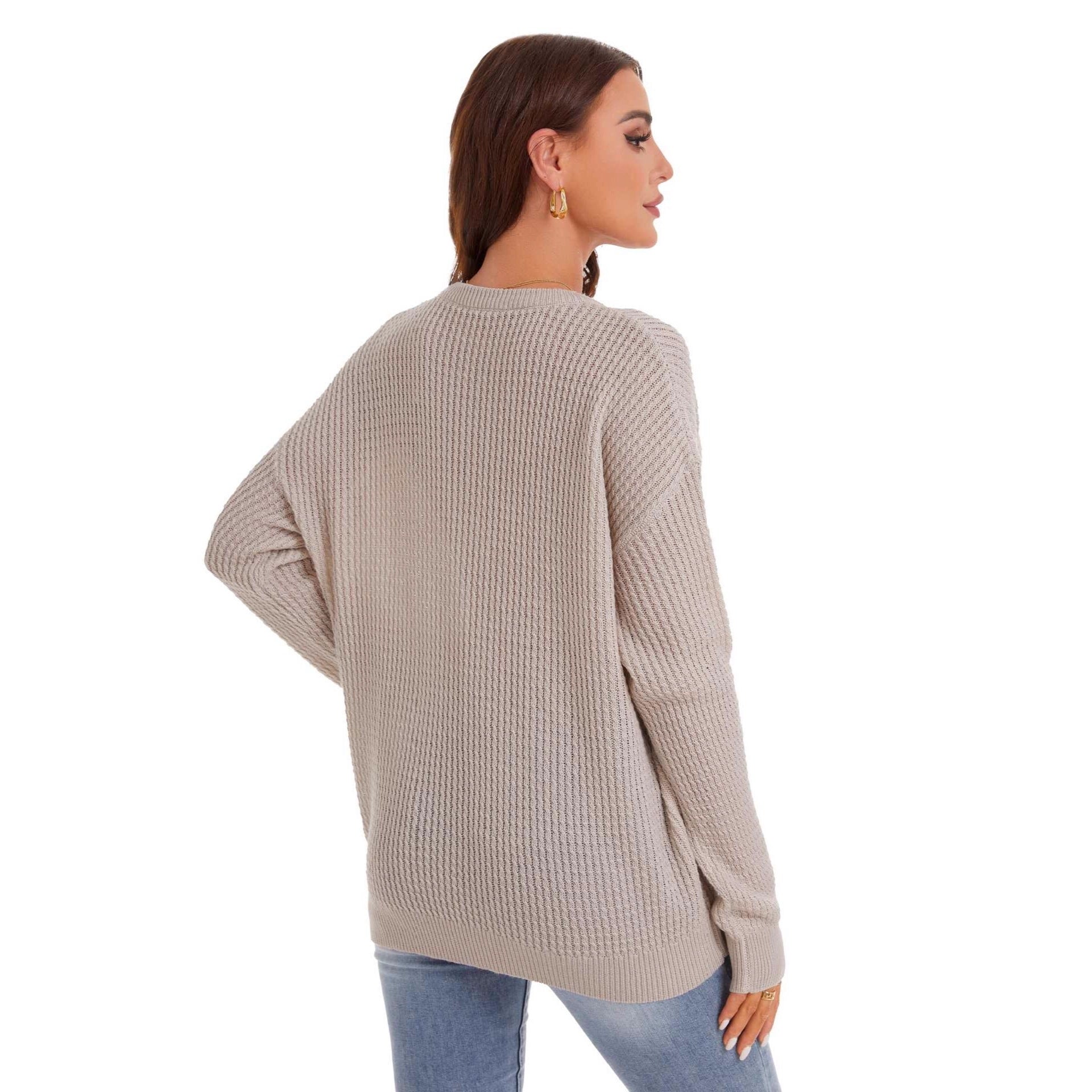 Lockerer Pullover mit Rundhals und Knöpfen