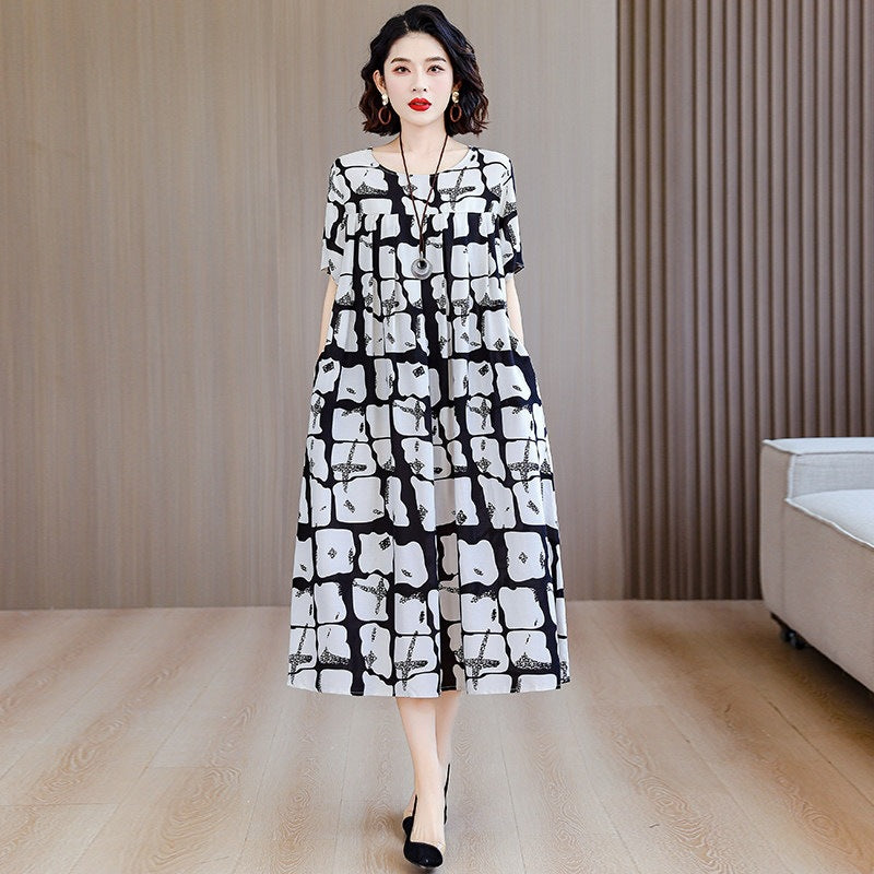 Elegantes Baumwollseidenkleid mit Taschen