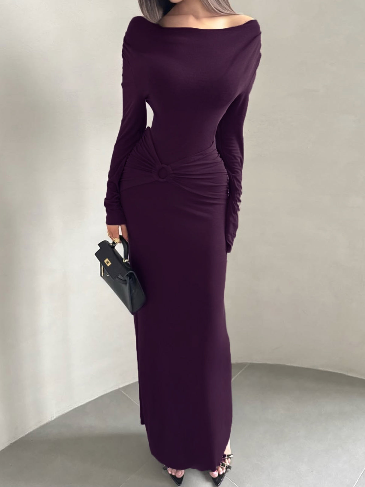 Lila Bodycon-Kleid mit hohem Taillenschnitt – Bild 5 | LuxeStyle