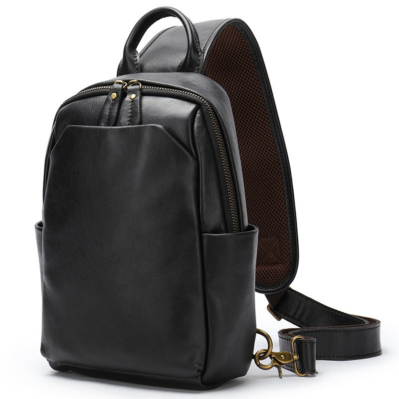 Retro-Brusttasche aus Crazy Horse Leder – Ansicht 4