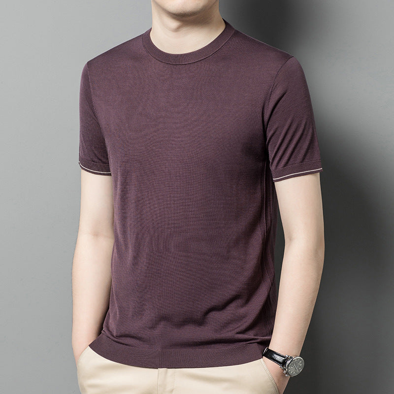 Gestricktes T-Shirt Herren Kurzarm Rundhals