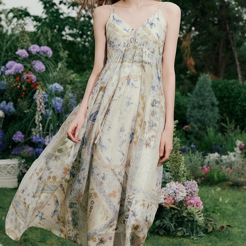 Retro Blumenkleid mit Spaghettiträgern