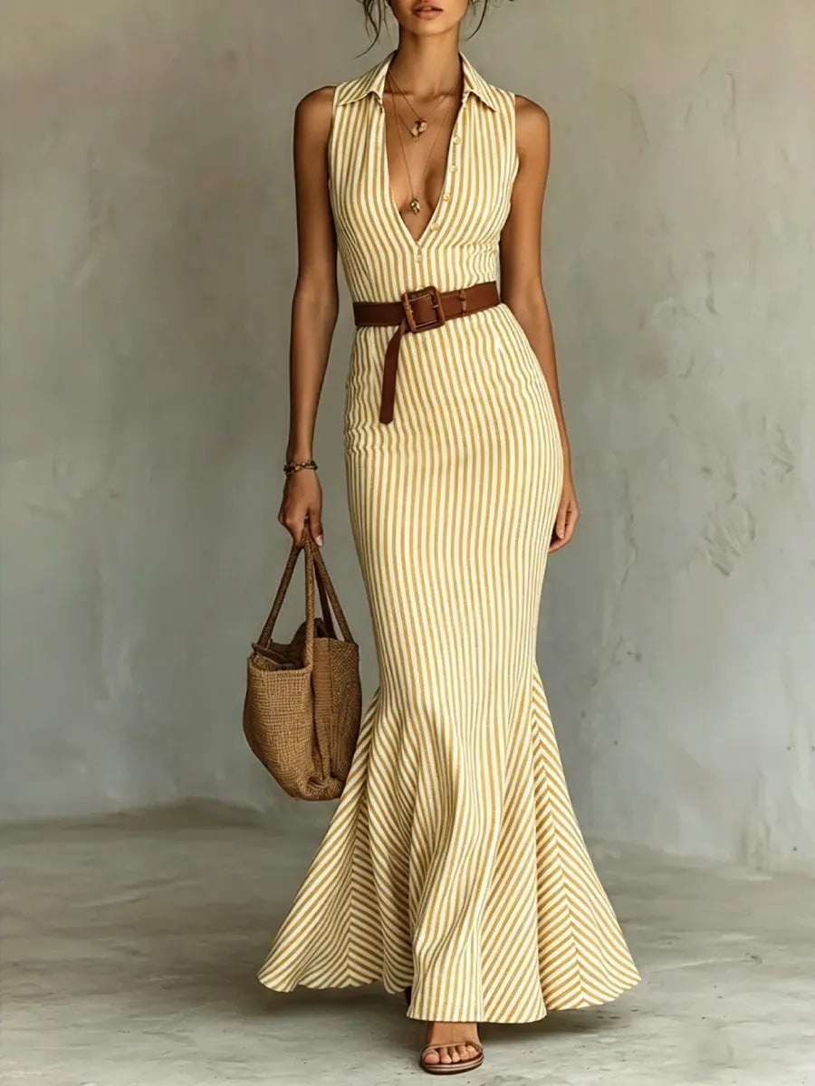 Elegantes V-Neck Kleid mit Gürtel