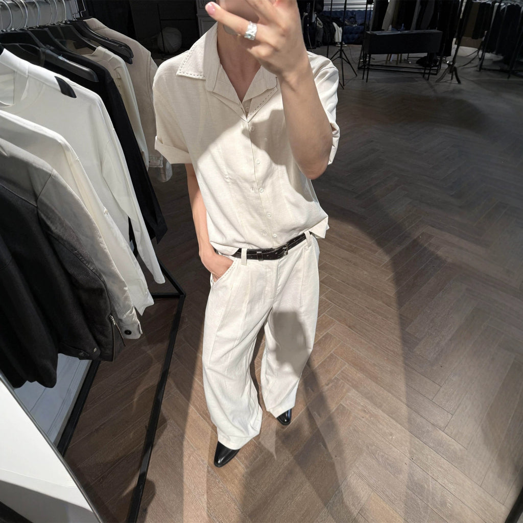 Handgenähter Kurzarm-Casualhemd