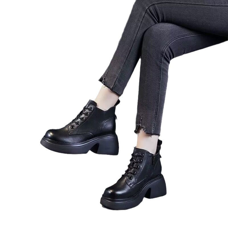 Mid-Calf Boots mit klobigem Keilabsatz – Bild 4 | LuxeStyle