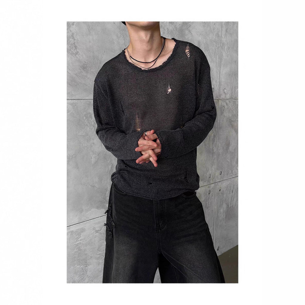 Lockerer Strickpullover mit Rissen – Bild 6 | LuxeStyle