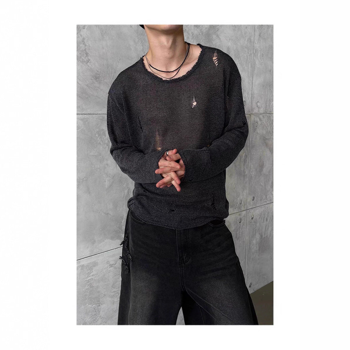 Lockerer Strickpullover mit Rissen – Bild 6 | LuxeStyle