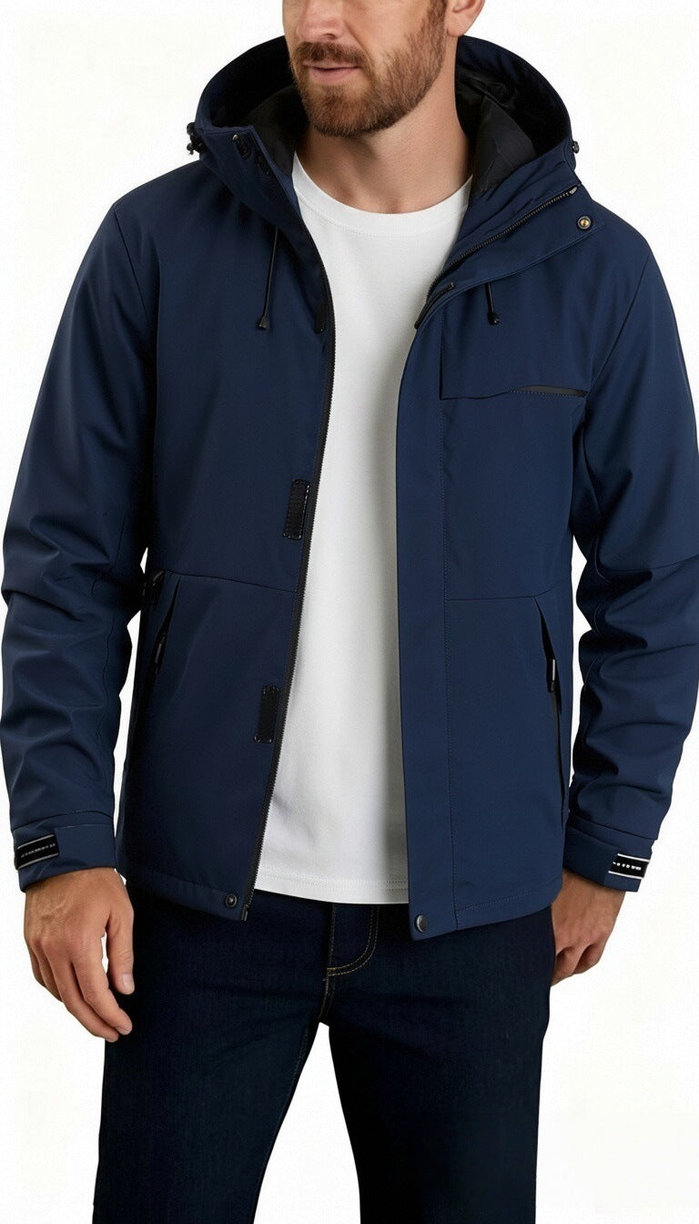 Herren Outdoor-Jacke, unifarben, lockere Passform
