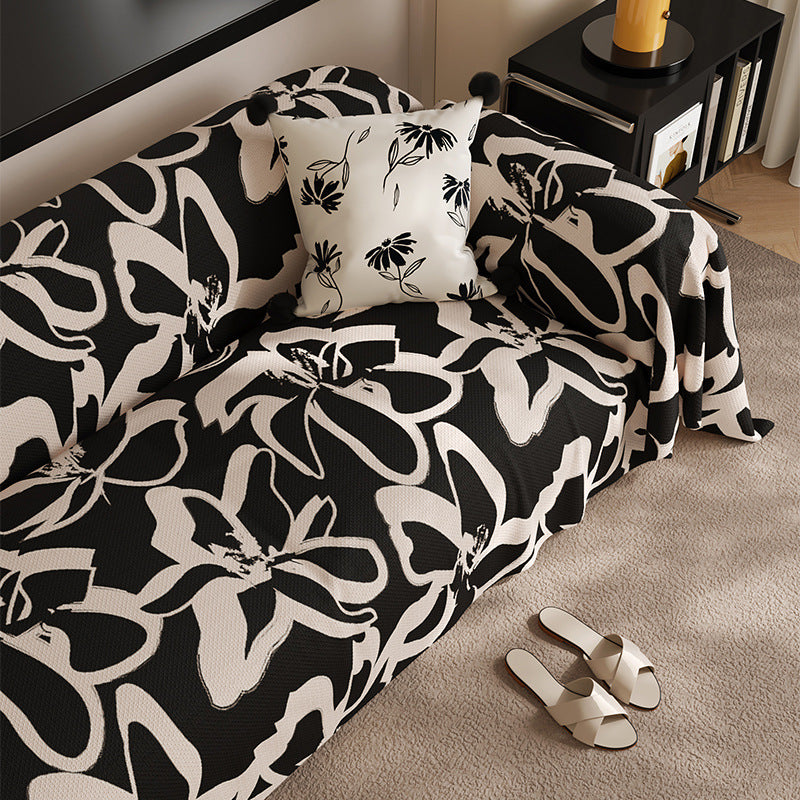 Schwarzer Sofabezug mit Pflanzenmuster | LuxeStyle