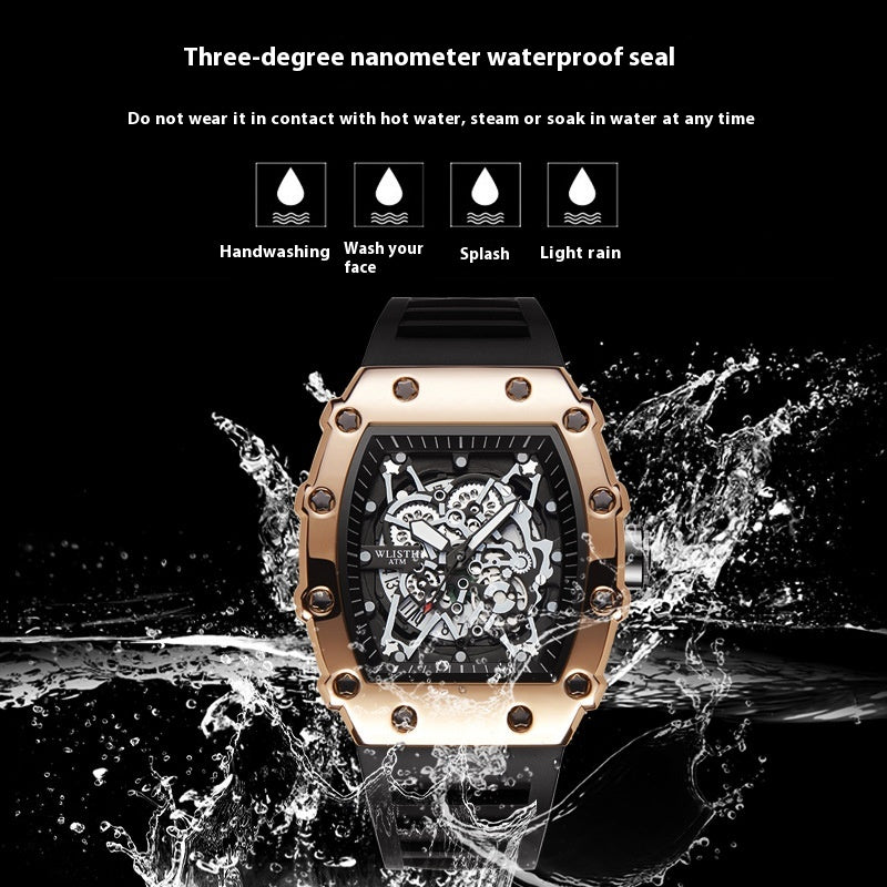 Grosse Leucht-Herrenuhr im Tonneau-Design