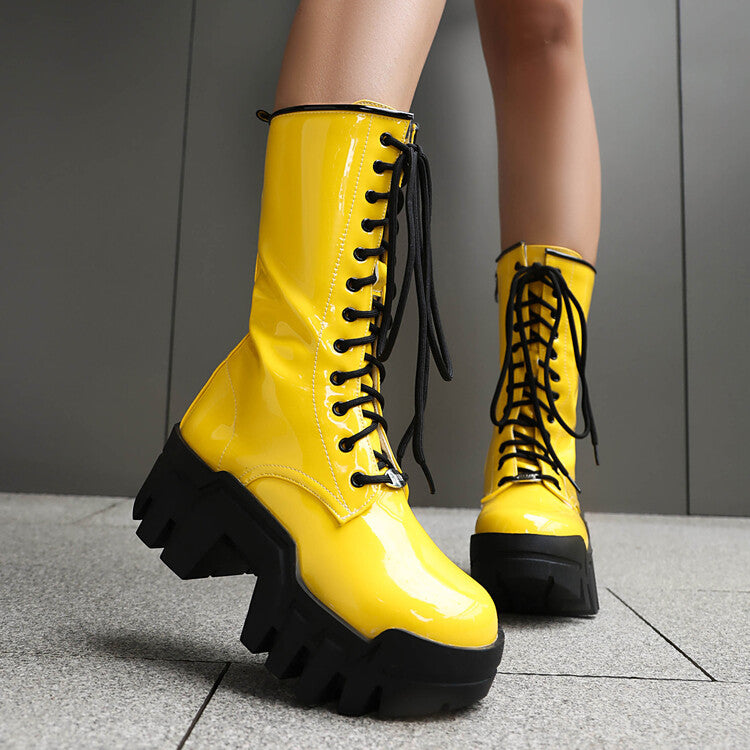 Chunky-Heel Boots mit Seitenreissverschluss