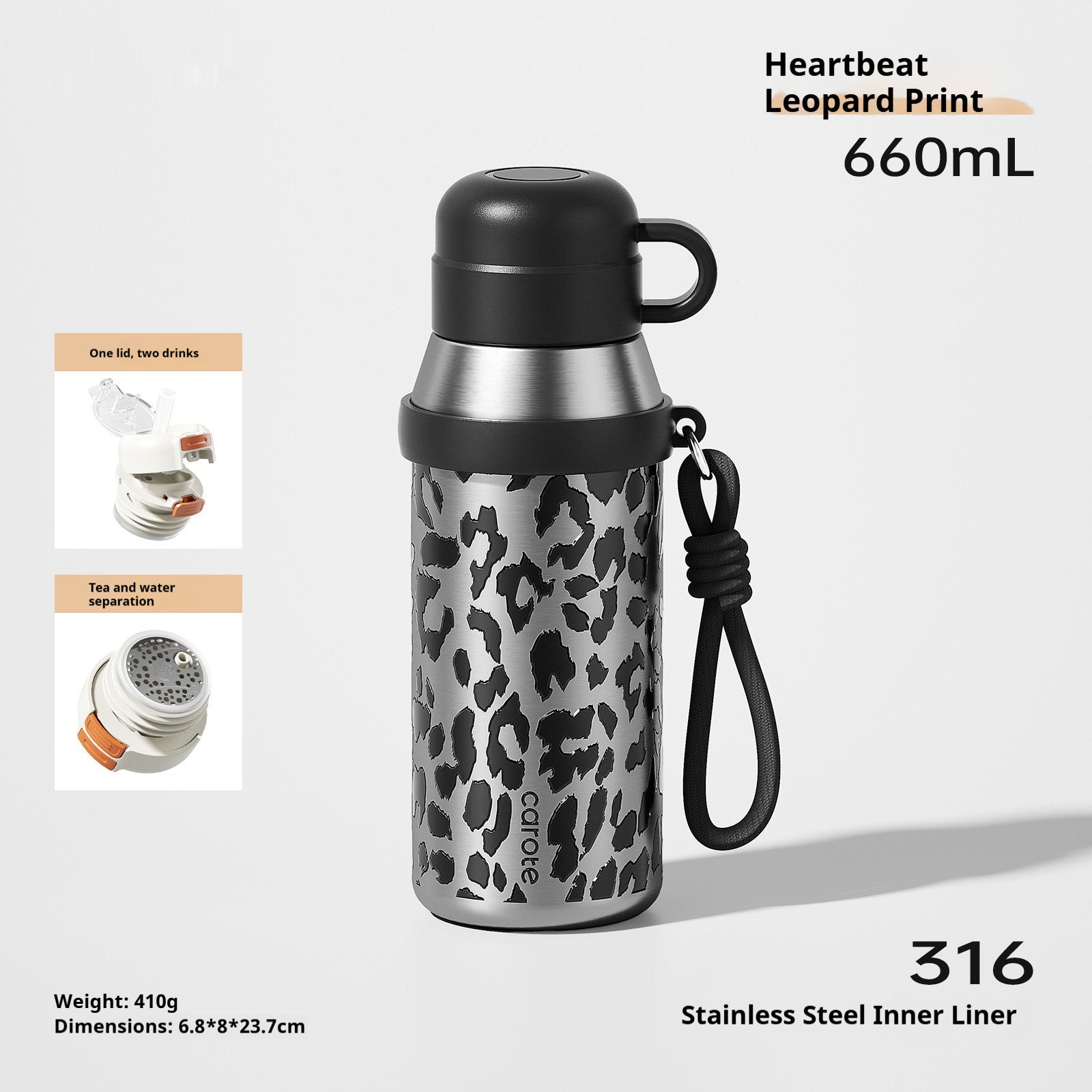 Isolierte Wasserflasche mit Deckel