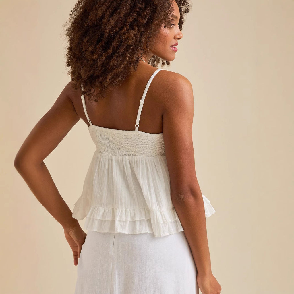 Spitzenbesetztes V-Neck Top