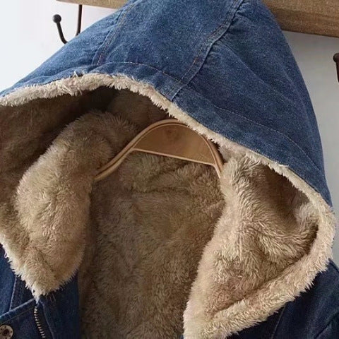 Gefütterte Jeansjacke mit Fleece-Futter