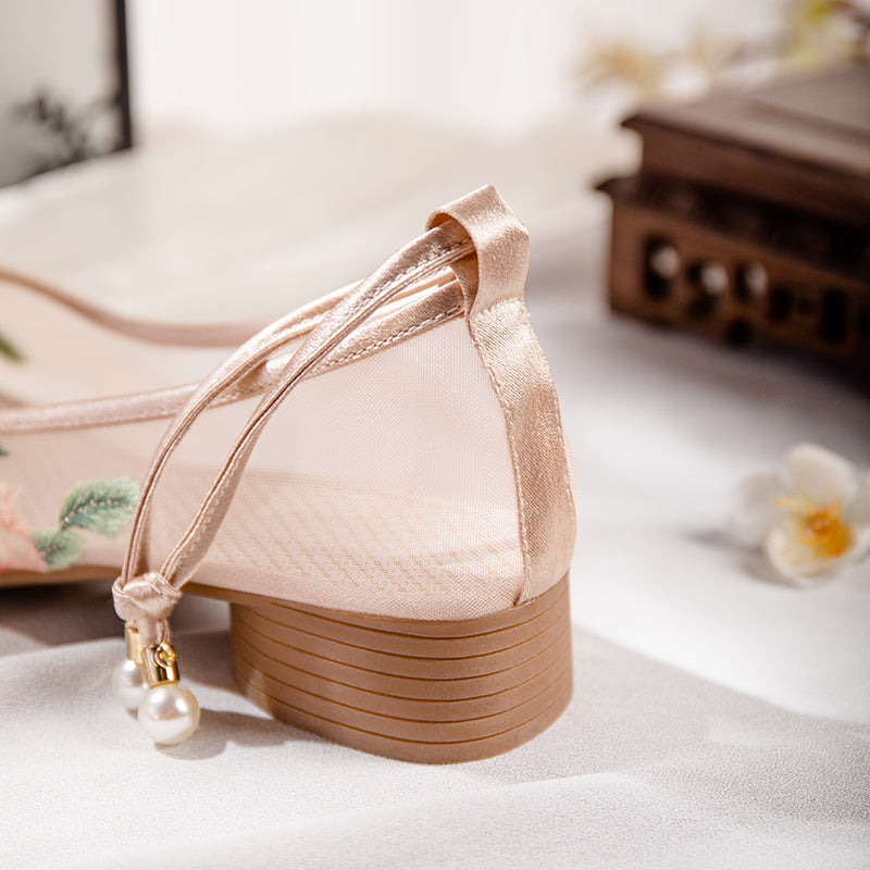Bestickte Mesh Flats im Hanfu-Stil