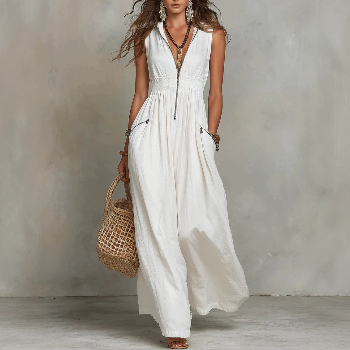 Boho-Maxikleid mit V-Ausschnitt | LuxeStyle