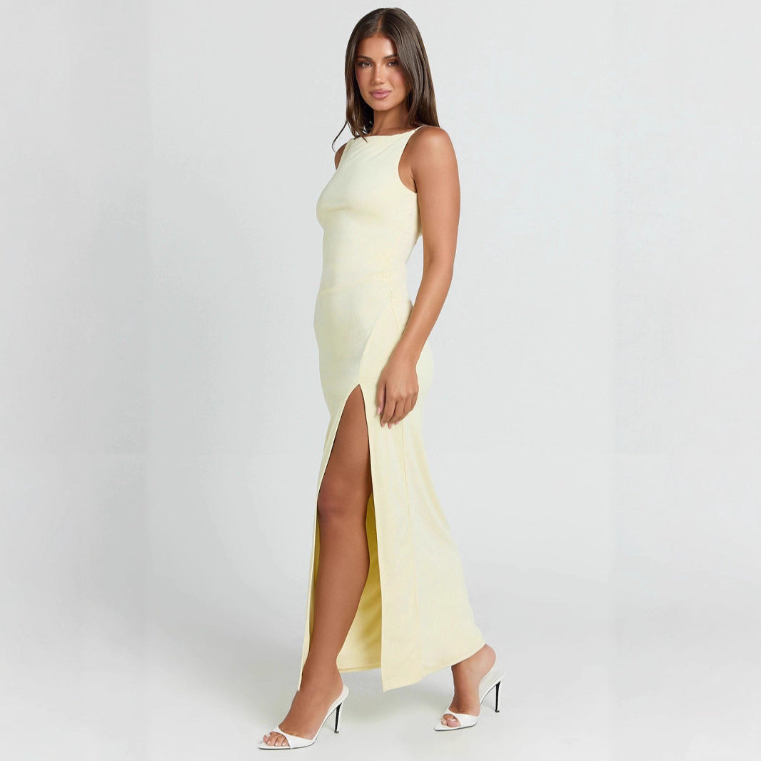 Trägerloses Off-Shoulder Maxikleid mit Seitenschlitzen – Bild 2 | LuxeStyle