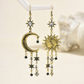 Vintage-Ohrringe Sonne & Mond mit Strass