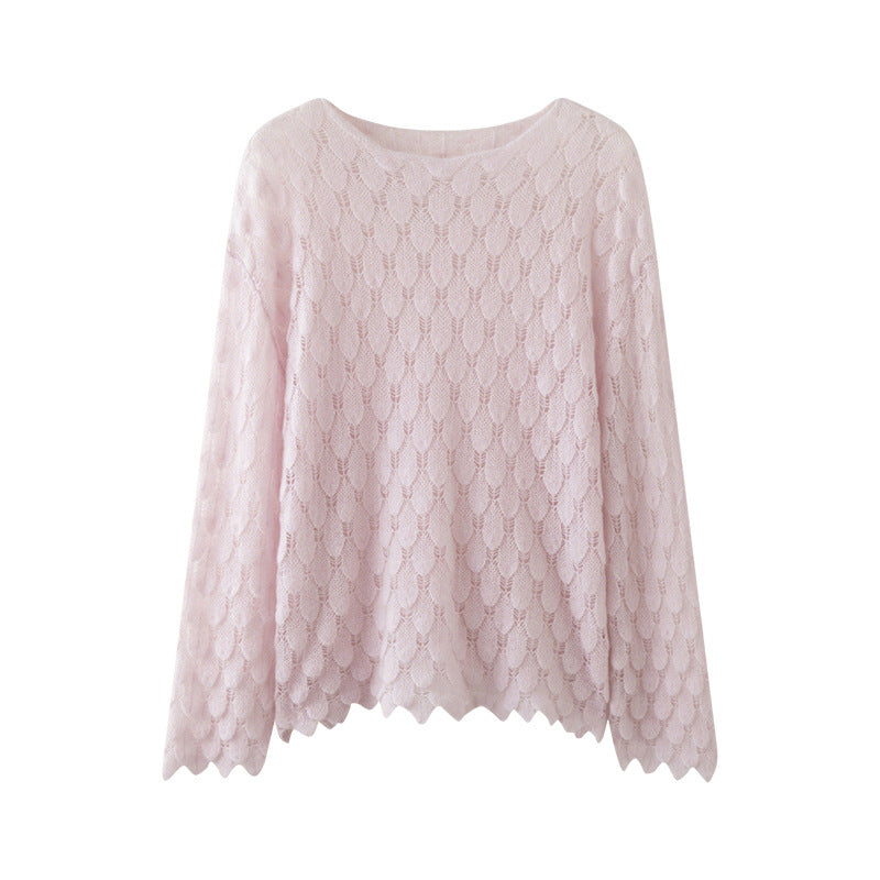 Cashmere-Pullover mit Feder-Design