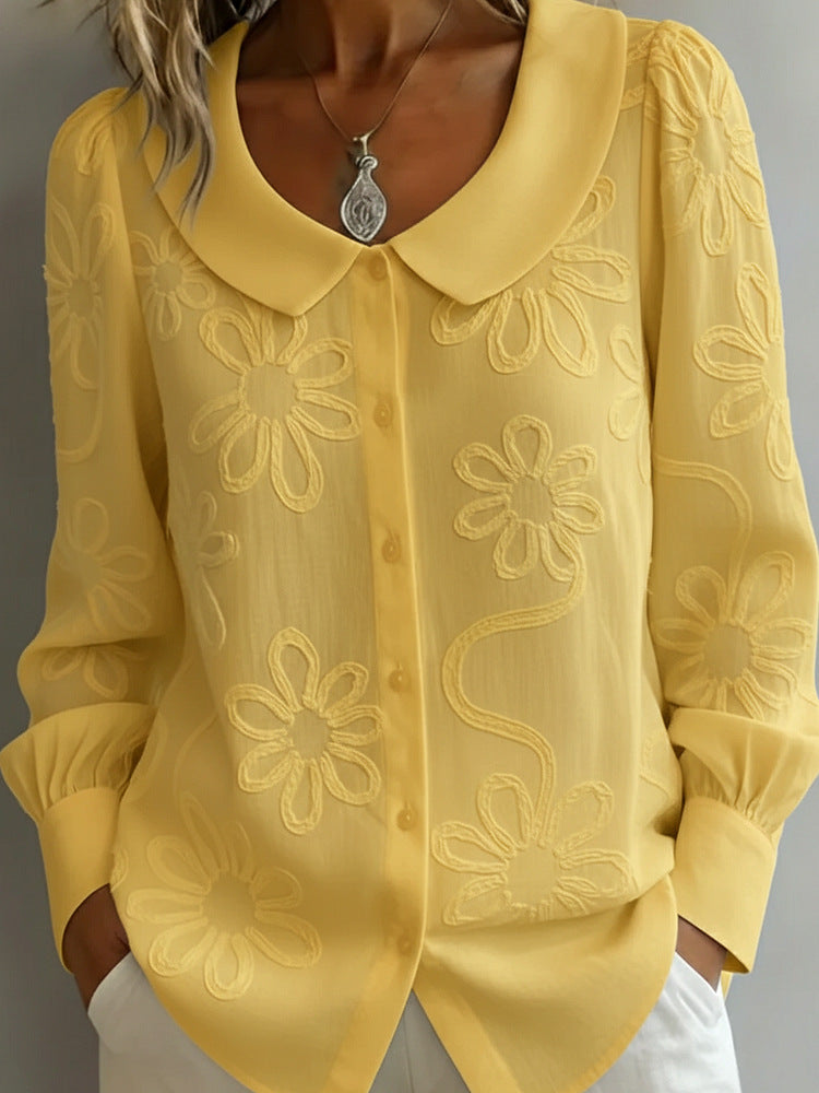 Damen-Langarmshirt mit Stickerei und Kragen – Bild 4 | LuxeStyle