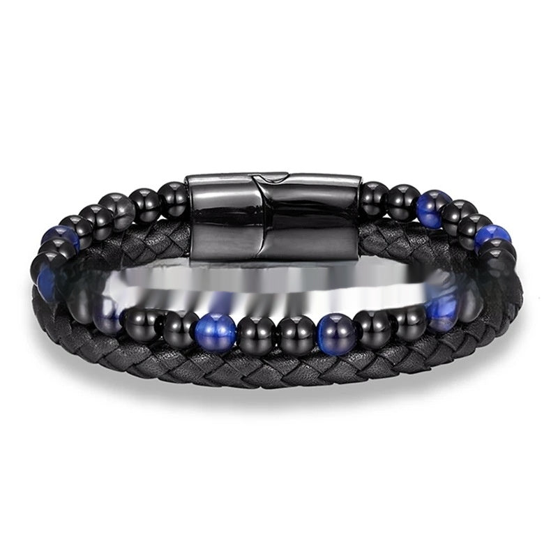 Vulkanstein-Lederarmband mit blauem Tigerauge – Bild 8 | LuxeStyle
